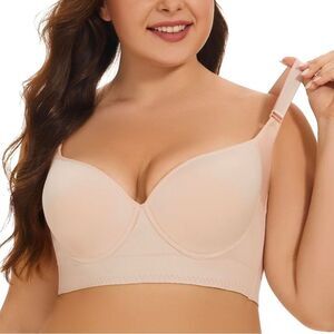 TOSOFT Full Back Coverage Bra – Plus Size Support, Smoothing Vest Style, Size 44